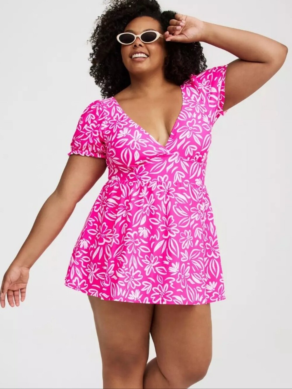 NWOT Torrid Pink Floral One-Piece Swim Dress